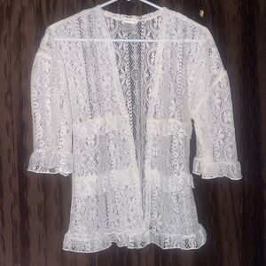 Lil girls white lace cover up jacket